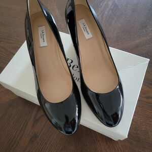 LK Bennett London Eevi Patent Black Leather 3" Wedge Shoe Sz 39 EU / 8.5 US NEW